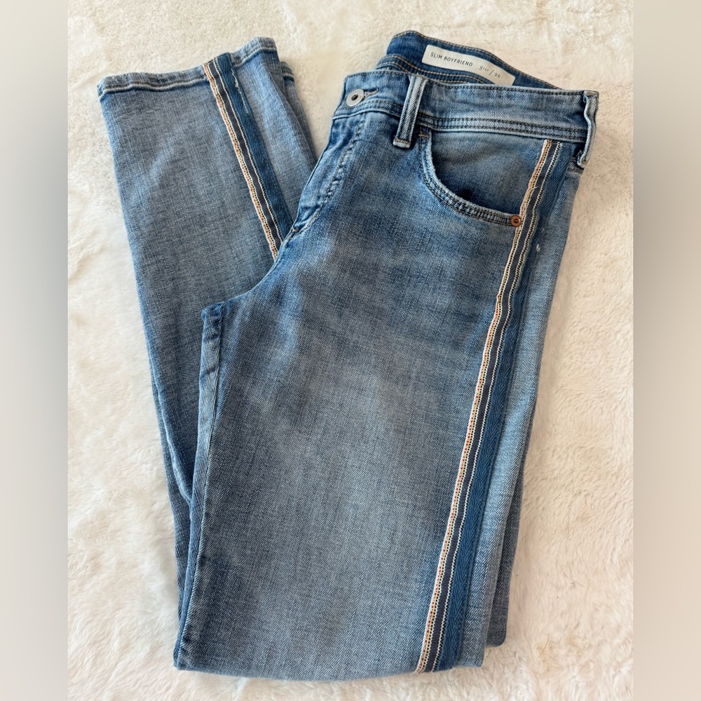 Pilcro and the Letterpress by Anthropologie Slim Boyfriend Distressed Blue Jeans - Picture 14 of 16